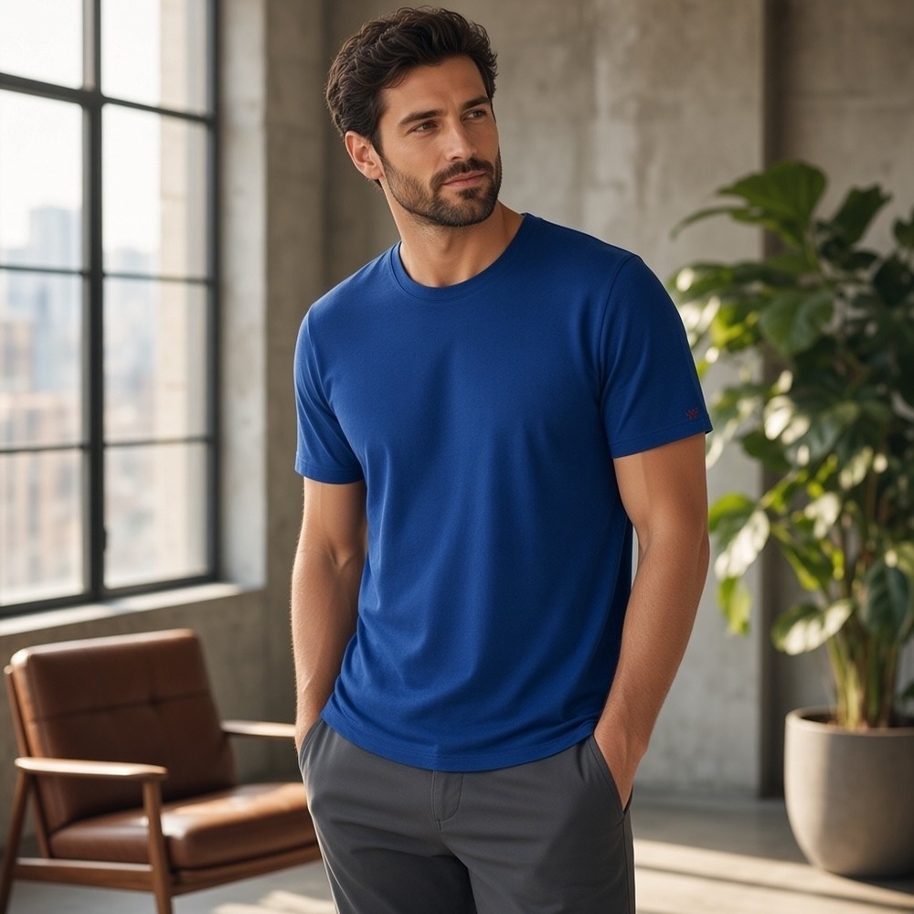 Rhone Reign Mens Short Sleeve Performance T-Shirt Royal Blue Size M